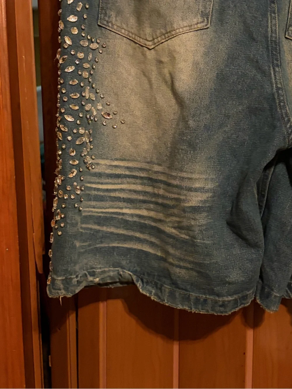 Vale Forever Sirens Jorts 'Blue' Rhinestone Cotton Denim Shorts Men's Size 32